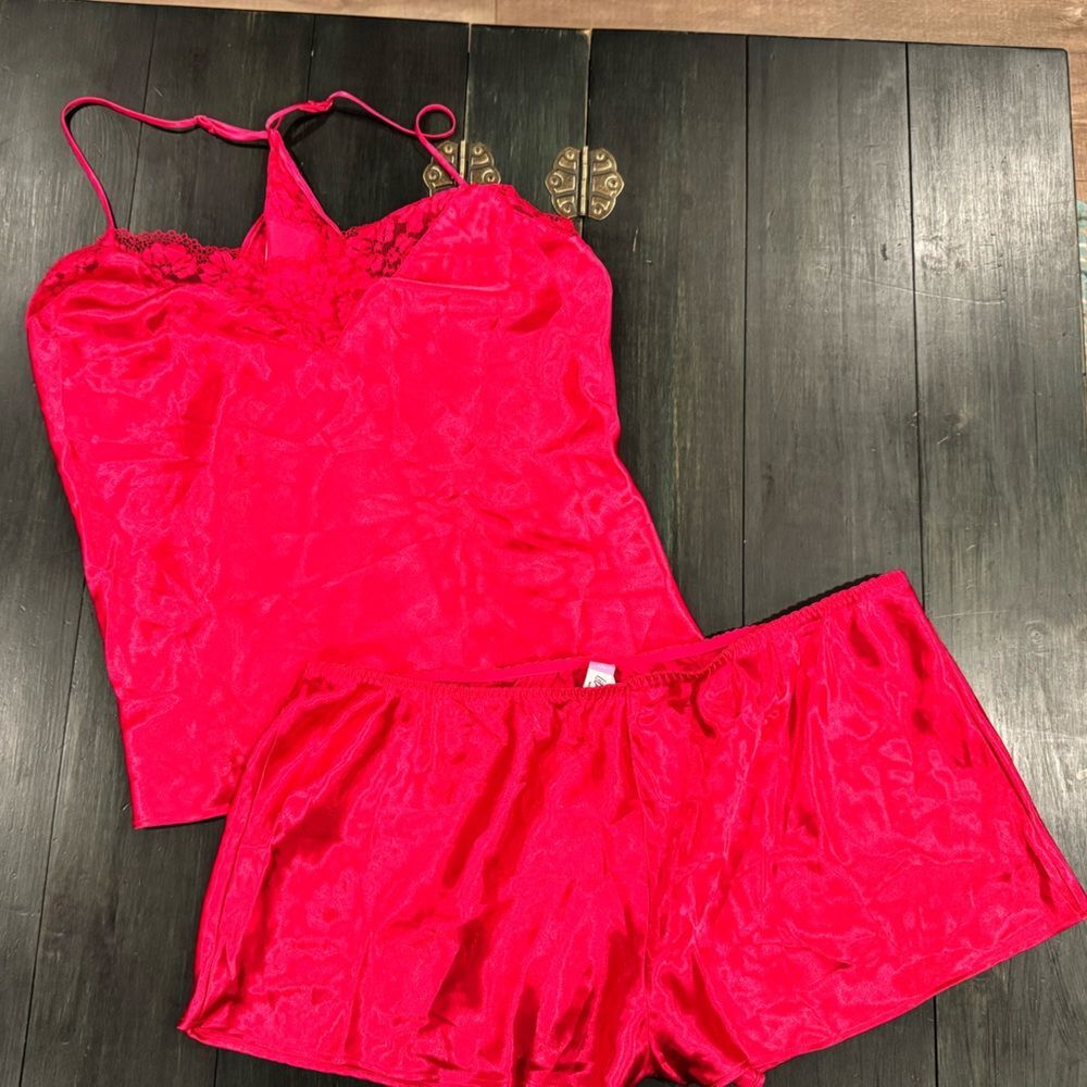 NEW Red Lingerie Silky Camisole and Tap Shorts Size XXL